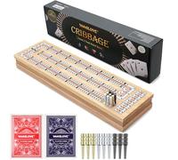 VAMSLOVE Juego de mesa Cribbage de 15 pulgadas con ranuras de almacenamiento para paquete de 2 cartas y 9 clavijas de metal (instrucciones incluidas)