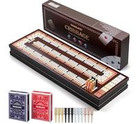 VAMSLOVE - Marcador magnético de 4 pistas de madera mejorado con ranuras grandes para almacenar 2 cartas y 12 clavijas de metal, viaje y noche de juego familiar (instrucciones incluidas)