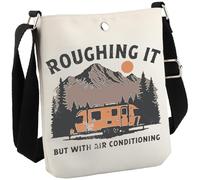 Van Camping Lover Gift Happy RV Camper Gift Roughing It But With Air Conditioning Camping Crossbody Bag, Roughing It Cb Eu, 8.27 Inches ×6.5 Inches × 0.79 Inches