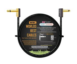 Van Damme Pro Grade Classic XKE - Cable de conexión de pedal de efectos de instrumento de guitarra y bajo blindado de 50 cm con Eminence Tiny chapado en oro en ángulo TS