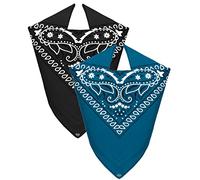 Van Der Rich ® - 2 piezas Bandanas 100% Algodón para Hombres Mujeres (Negro-Aceite, TU)