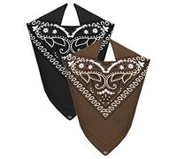 Van Der Rich ® - 2 piezas Bandanas 100% Algodón para Hombres Mujeres (Negro-Chocolate, TU)