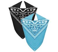 Van Der Rich ® - 2 piezas Bandanas 100% Algodón para Hombres Mujeres (Negro-Cielo, TU)