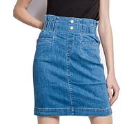 Van Der Rich ® - Falda Vaquera Pull on hasta la Rodilla con Cintura elástica - Mujer (Azul, 40)