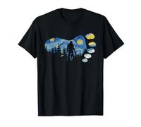 Van Gogh Bigfoot Sasquatch Silueta Bosque Noche Arte Look Camiseta