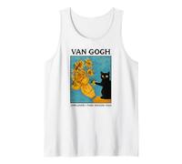 Van Gogh Black Cat With Sunflowers Starry Night Funny Cat Camiseta sin Mangas