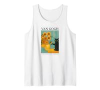 Van Gogh Black Cat With Sunflowers Starry Night Funny Cat Camiseta sin Mangas