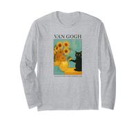 Van Gogh Black Cat With Sunflowers Starry Night Funny Cat Manga Larga