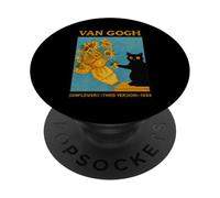 Van Gogh Black Cat With Sunflowers Starry Night Funny Cat PopSockets PopGrip Adhesivo