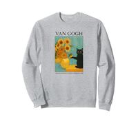 Van Gogh Black Cat With Sunflowers Starry Night Funny Cat Sudadera