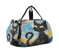 Van Gogh - Bolsa de lona con compartimento para zapatos, multifuncional, para playa, natación, piscina, deportes, bolsa de viaje para mujer