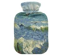 Van Gogh - Botella de agua caliente para barco de vela con cubierta suave y cálida para cama de invierno, cuello y hombros, 1 L