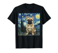 Van Gogh Bulldog Francés Noche Estrellada Pintura Divertido Arte Perro Camiseta