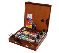 Van Gogh CAJA DE MADERA PINTURAS AL ÓLEO 24 TUBOS DE 20 ML + 2 TUBOS DE 60 ML + AUXILIARES + ACCESORIOS