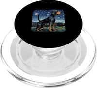Van Gogh Coonhound Negro y Bronceado en Noche Estrellada PopSockets PopGrip para MagSafe