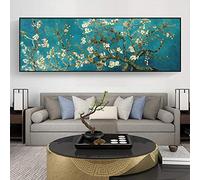 Van Gogh, famoso cartel de reproducción de flor de almendro e impresiones, lienzo, arte de pared, cuadro de flores, decoración para sala de estar, 50x150 cm (20 "x 59") sin marco