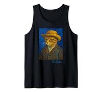 Van Gogh gato gatito amante autorretrato estilo artista Camiseta sin Mangas