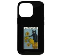 Van Gogh Gato Negro con Girasoles Gato Divertido Carcasa para iPhone 13 Pro