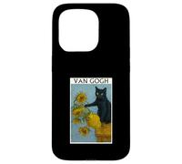 Van Gogh Gato Negro con Girasoles Gato Divertido Carcasa para iPhone 15 Pro