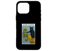 Van Gogh Gato Negro con Girasoles Gato Divertido Carcasa para iPhone 16 Pro MAX