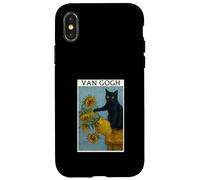 Van Gogh Gato Negro con Girasoles Gato Divertido Carcasa para iPhone X/XS