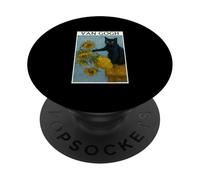 Van Gogh Gato Negro con Girasoles Gato Divertido PopSockets PopGrip Adhesivo