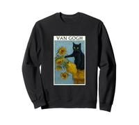 Van Gogh Gato Negro con Girasoles Gato Divertido Sudadera