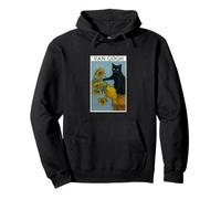 Van Gogh Gato Negro con Girasoles Gato Divertido Sudadera con Capucha