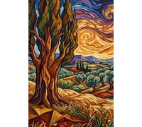 Van Gogh Inspired Cypress and Sunflowers Journal: 6x9 Inch Lined Notebook, Post-Impressionist Landscape Art Cover, Aesthetic Starry Sky and Floral Diary for Writing and Reflection (100 Pages)