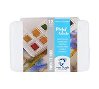 Van Gogh Juego de pintura de acuarela, caja de bolsillo de plástico, selección de colores apagados de 12 mitades