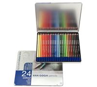 Van Gogh Lápices Estuche de 24 lápices de color - Pigmentos resistentes a la luz - Madera de cedro de origen responsable - Calidad de artista - Colores intensos - Fácil colocación - Estuche metálico