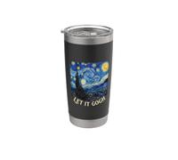 Van Gogh Let It Gogh Noche Estrellada Pintura Arte Juego de palabras Vaso térmico de acero inoxidable de doble pared