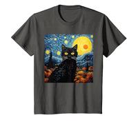 Van-Gogh Meets Black Tabby: Funny Cat Portrait Famous Art Camiseta, Niños, Asfalto, 8 años