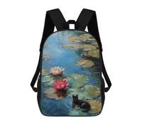Van Gogh Mochila Niño Niña 3D, Bolsa De Escuela, Mochila Para Niños Pequeños, Mochila Casual, Bolsa De Libros De Moda, Meownet Water Lilies III, 17"