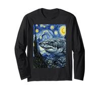 Van Gogh Noche Estrellada Gran Tiburón Blanco Arte Manga Larga