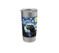 Van Gogh Noche Estrellada Miel Tejón Arte Animal Vaso térmico de acero inoxidable de doble pared