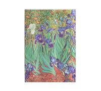 Van Gogh’s Irises Midi Unlined Hardcover Journal: Hardcover, 120 gsm, ribbon marker, memento pouch, elastic closure, book edge printing