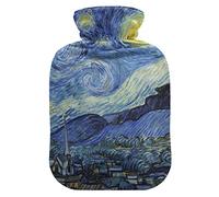 Van Gogh Starry Night - Botella de agua caliente con cubierta suave y cálida para cama de invierno, cuello y hombros, 1 L