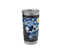 Van Gogh Starry Night Orca Ballena Art Design Vaso térmico de acero inoxidable de doble pared