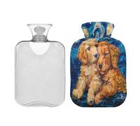 Van Gogh Style - Botella de agua para agua caliente con cubierta suave de 2 L, compresa cálida para manos y pies, calentador de artritis, bolsa caliente para dolores musculares