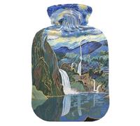Van Gogh Style Sky - Botella de agua caliente con cubierta suave, bolsa de agua de 2 L para calentador de manos y pies