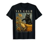 Van Gogh Sunflowers Cat Art Parody Funny Art Vintage Poster Camiseta