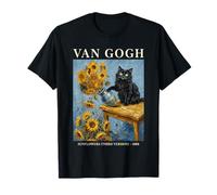 Van Gogh Sunflowers Cat Art Parody Funny Art Vintage Poster Camiseta