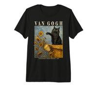 Van Gogh Sunflowers Cat Art Parody Funny Art Vintage Poster Camiseta Premium