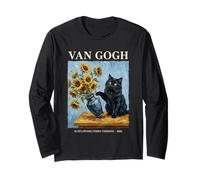 Van Gogh Sunflowers Cat Art Parody Funny Art Vintage Poster Manga Larga