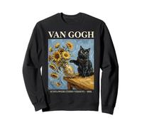 Van Gogh Sunflowers Cat Art Parody Funny Art Vintage Poster Sudadera