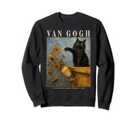 Van Gogh Sunflowers Cat Art Parody Funny Art Vintage Poster Sudadera