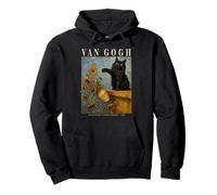 Van Gogh Sunflowers Cat Art Parody Funny Art Vintage Poster Sudadera con Capucha