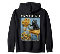 Van Gogh Sunflowers Cat Art Parody Funny Art Vintage Poster Sudadera con Capucha