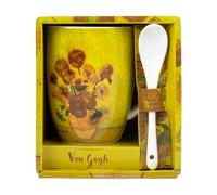 Van Gogh, Taza con cuchara y dibujo de la ''Los Girasoles'' , cerámica, Enesco